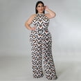 thumbnail image 3 of AURA Women Plus Size Printed Jumpsuit High Waist Belted Wide Leg Casual Work Outfit, 3 of 7