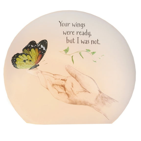 Stony Creek Your Wings Were Ready Memorial, Sympathy, Bereavement Lighted Orb 9.5 x 9.75 x 2.75" Inspirational - NEW