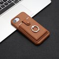 thumbnail image 4 of Compatible with iPhone 16e Wallet Phone Case,360°Rotation Finger Ring Holder Kickstand,with Card Holder,Lychee Pattern PU Leather Durable Shockproof Rugged Phone Case,Brown, 4 of 11