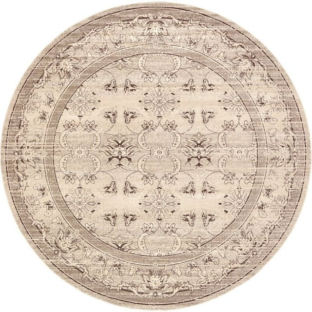 Unique Loom Tapis de Bordure Rustique la Jolla 12' 2 x 12' 2 Rond Ivoire/brun