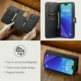 thumbnail image 6 of Allytechgroup Wallet Case for iPhone 16 Pro Max with 3 Card Slots & Cash Pocket, 2 in 1 Detachable Strong Magnetic Case, Retro PU Leather Shockproof Magnetic Clasp Slim Protective Shell, Black, 6 of 8