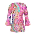 thumbnail image 5 of CYMMPU Business Work Blouses to Wear with Leggings Dressy Tunic Tops Casual V-Neck Elegant Blouse Floral Printed 3/4 Length Sleeve Shirts Summer Fall 2025 Clothes for Women Hot Pink XL, 5 of 5