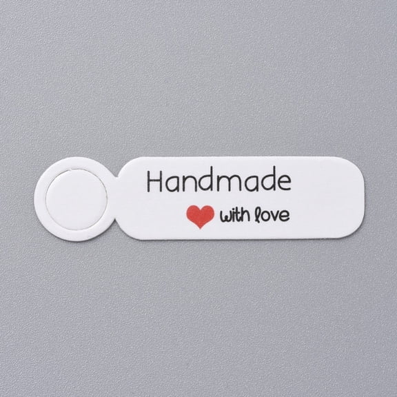 Paper Gift Tags Hange Tags For Arts and Crafts For Valentine's Day/Thanksgiving Rectangle with Word Handmade with Love White 13x49.5x0.5mm Hole: 9mm