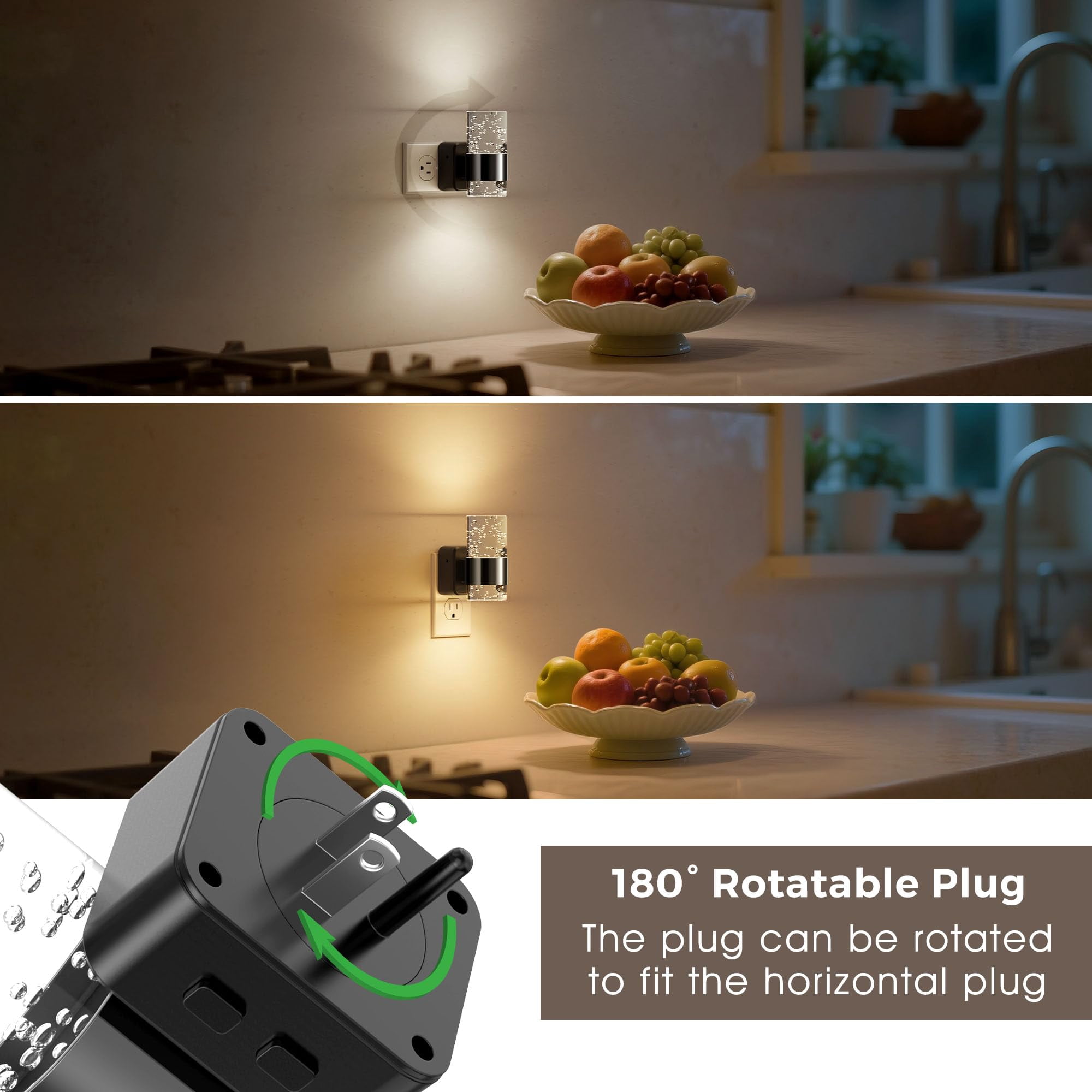 Night Lights Plug Into Wall  Dimmable Light With Dusk-to-dawn Sensor Cool White/soft White/amber 3 Color Adjustable Brightness Bubble Nightlight Rotatable Hallway