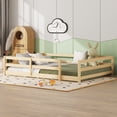 thumbnail image 3 of Sesslife Full Size Floor Bed with Door and Fence, Wood Full Floor Platform Bed with Slats, Full Montessori Bed for Boys Girls, No Box Spring Needed, Oak, 3 of 8