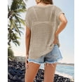 thumbnail image 4 of Beach Cover Up for Women Mesh Hollow Out Swimsuit Cover Up Short Sleeve Swimwear Pullover Crochet Tops Shermie, 4 of 6