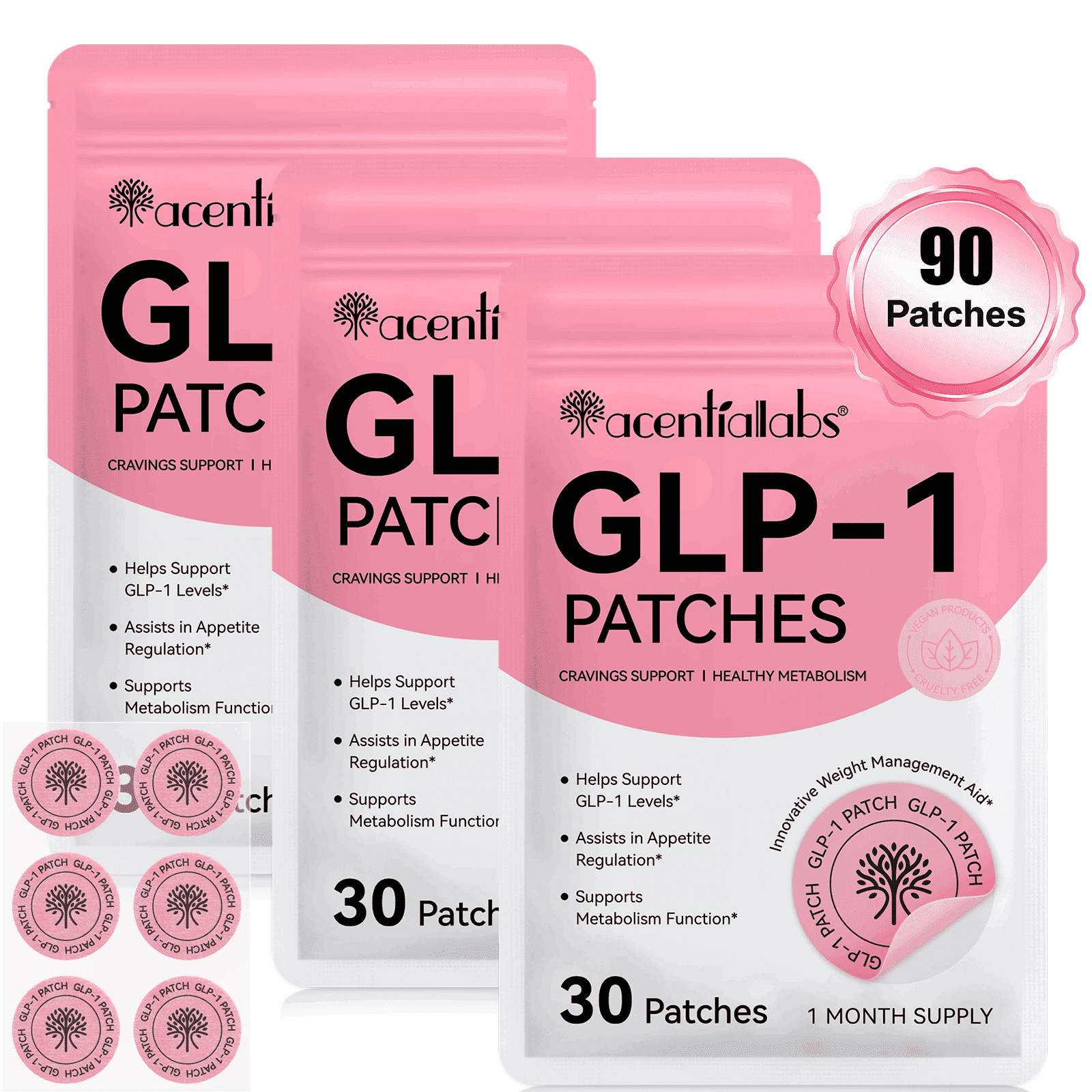 Body Management Control Patches for Women and Men, Cravings Support, Energy - 3Pack