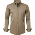 thumbnail image 1 of J.VER Camisas de vestir para hombre, camisa formal de manga larga, elástica, sin arrugas, informal, con botones, 1 of 4