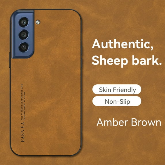 for Samsung Galaxy S21 FE Case, TPU & PU Leather Case, Anti-Vibration Anti-Slip Ultralight Luxury Ultra Slim Phone Case Cover for Samsung Galaxy S21 FE, for Men Women, Brown