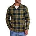 thumbnail image 2 of Handshe Men's Plaid Fleece Jacket, Relaxed Fit Long Sleeve with Turn-Down Collar and Zipper Pockets, Fleece-Lined and Thickened for Warmth, Ideal for Casual Daily Wear and Outdoor Activities, 2 of 5