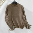 thumbnail image 6 of Sweaters for Women 2025 Fall Winter Long Sleeve Crewneck Loose Casual Knitted Jumper Tops Bow Womens Pullover Sweaters, 6 of 8