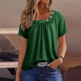 thumbnail image 2 of Womens Short Sleeve Blouses Spring Dressy Casual Loose Fit T Shirts Button Decor Summer Solid Color Tunic Tops, Under 10 Dollar, 2 of 6