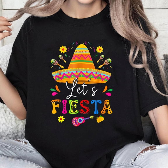 100% Cotton Unisex Let's Fiesta Cinco De Mayo Mexican Party Guitar Mens Womens T-Shirt