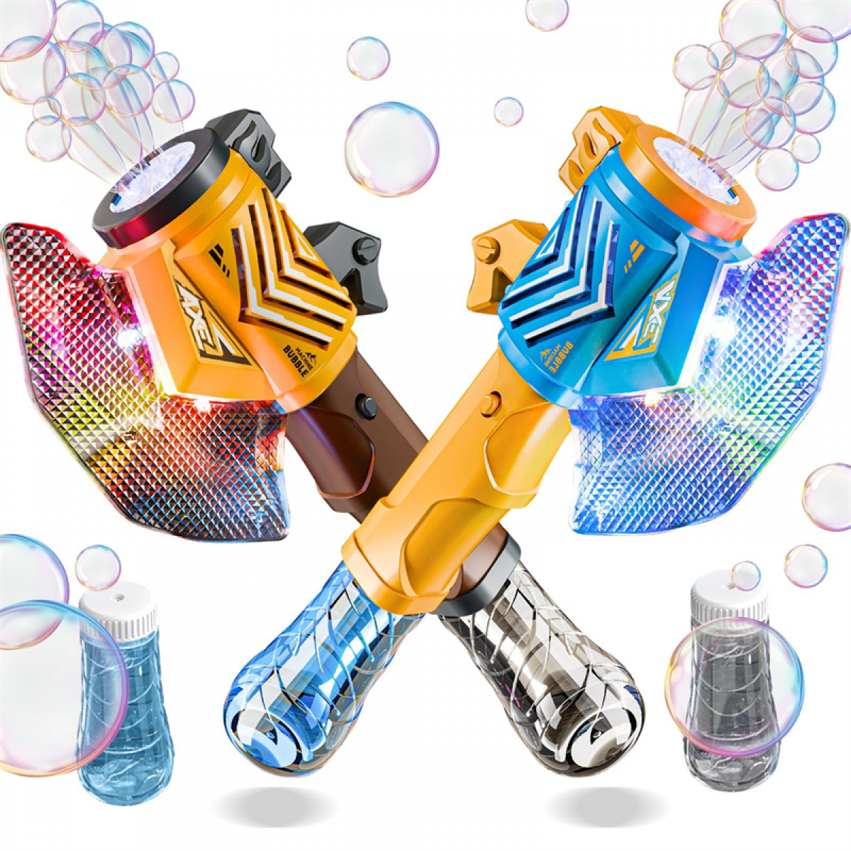 Electric Bubbles Machine Axe Bubble Wand for Kids, Bubble Maker Blower with Lights for Boys Girls Christmas Birthday Easter Baskets Gifts