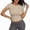 Khaki, variant on LIUJUNSHOP Seamless Crop Workout Tops for Women - Athletic Running Gym Yoga Short Sleeve Shirts Basic