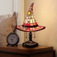 thumbnail image 5 of Witch Hat Stained Glass LED Table Lamp, Handmade Sun & Star Motif Night Light with Pull Chain, Gothic Style Decorative Lamp for Indoor Spaces & Parties, 5 of 5