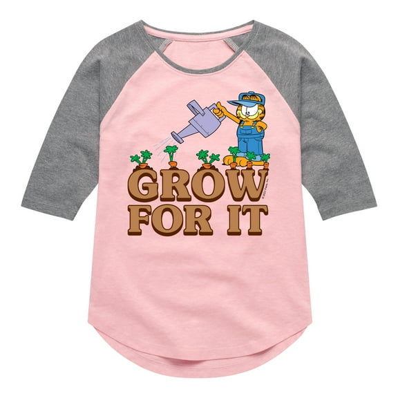 Garfield - Grow For It - Toddler & Youth Girls Raglan Graphic T-Shirt
