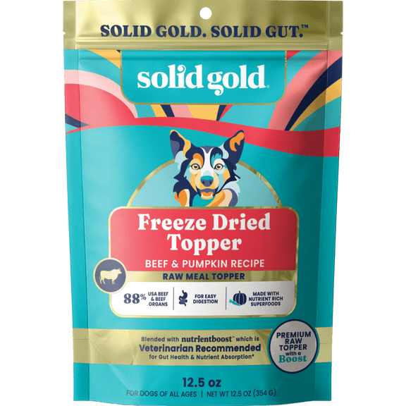 Solid Gold Real Beef & Pumpkin Freeze-Dried Raw Meal Dog Food Topper, 12.5-oz bag