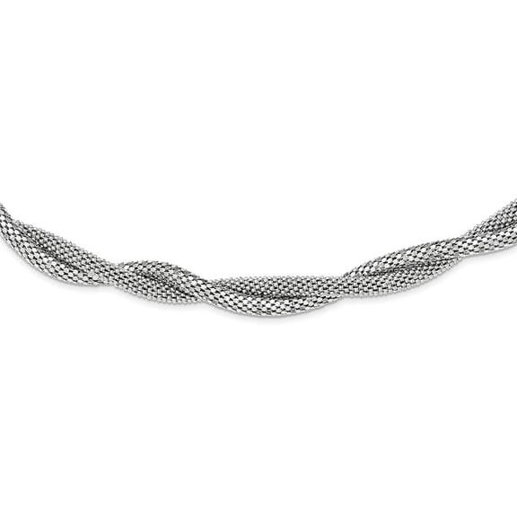 Sterling Silver Twisted Mesh Necklace - 18 Inch