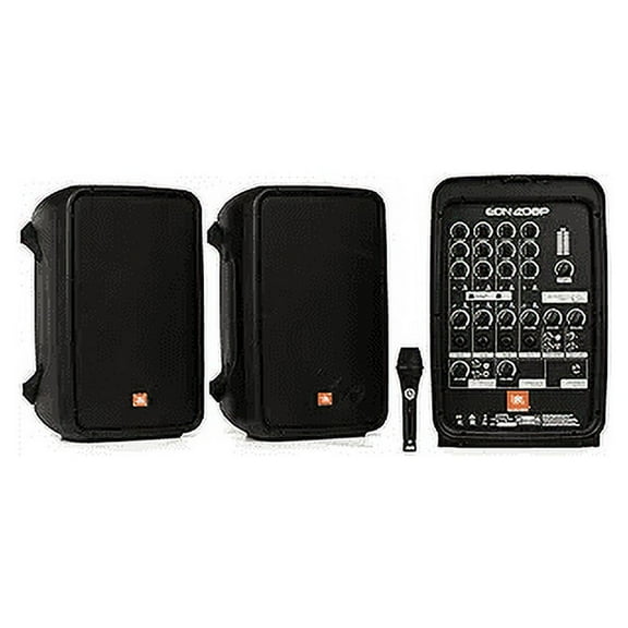 JBL Professional EON208P Portable All in One 2 Way PA System with 8 Channel Mixer Bluetooth, Black