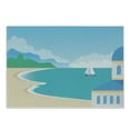 thumbnail image 1 of Graphic Beach Cutting Board, Calm Seascape Illustration of Bay Building and Sailboat in Cartoon Design, Decorative Tempered Glass Cutting and Serving Board, in 3 Sizes, by Ambesonne, 1 of 2