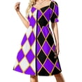 thumbnail image 1 of Vestido morado de manga corta con efecto carnaval de Venecia, elegante vestido de novia para invitada, traje de verano para mujer., 1 of 7