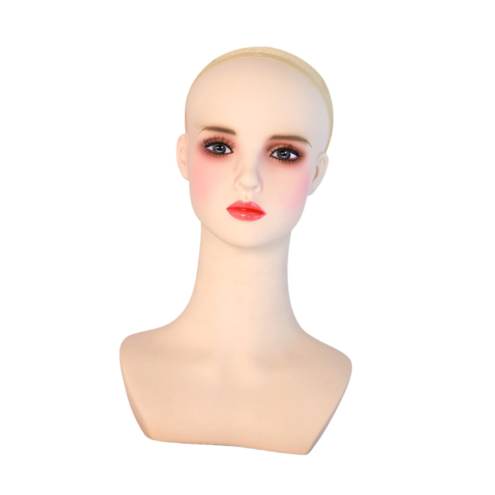 Serenable Cosmetology Mannequin Head with Cap with Makeup Shop Stand