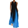 thumbnail image 1 of B91xZ Robes d'Été pour Femmes Col en V Sans Manches Robe d'Été Surdimensionnée Tendance Mini Robe pour Femmes, Bleu L, 1 of 5