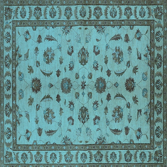 Ahgly Company Indoor Square Oriental Light Blue Industrial Area Rugs, 8' Square