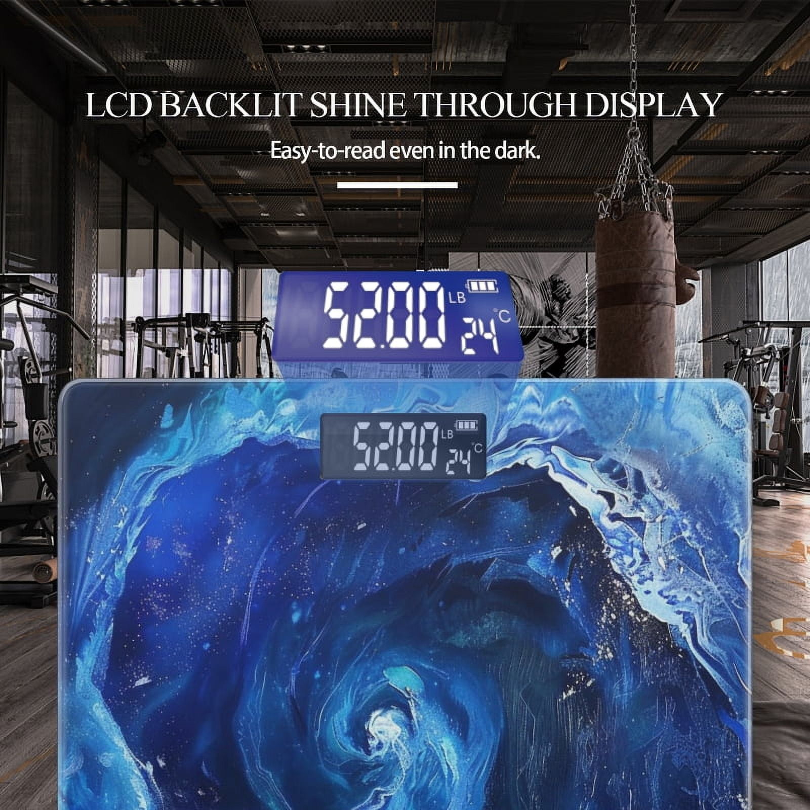 High Precision Body Weight Scale Smart Bathroom Scales with Large LCD Display(400lbs),Decorative for Bedroom-Abstract Blue Rose Spiral Vortex Swirling In The Ocean