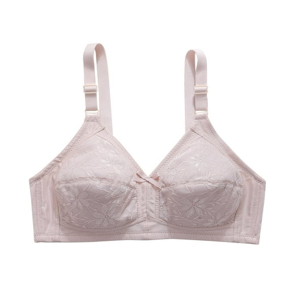 Wdfiry Women's Solid Color Underwear Wireless Lace Floral Bras Seamless Breathable Push Up Bras