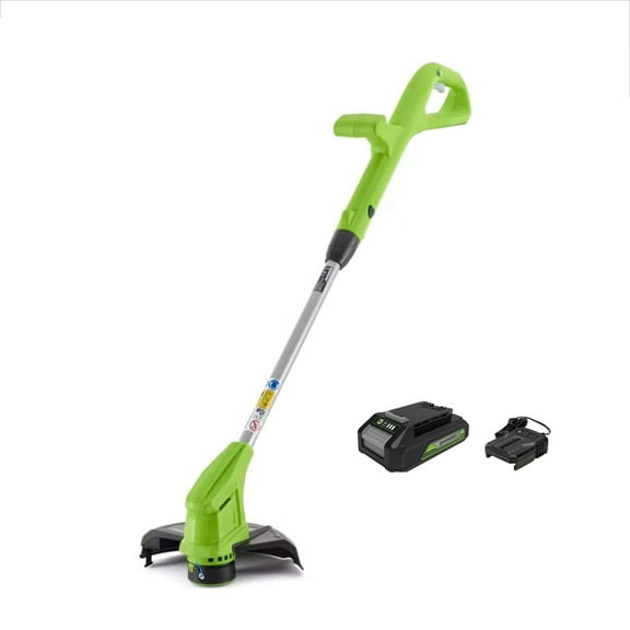 Greenworks 24V 10-inch String Trimmer with 2.0 Ah Battery and Charger, 2101902