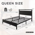 thumbnail image 5 of Bolvdo Queen Bed Frame, Charging Station, Headboard and Footboard, LED Light, Storage Shelf, Noise-Free, No Box Spring Needed, Black, 5 of 8
