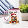 thumbnail image 3 of Merry Christmas Santa Cavalier King Charles Spaniel Scarf Twinkling Lights Xmas Holiday 11oz Accent Two-tone Mug Dog Lover Gifts Coffee Tea Cup - 00022, 3 of 5