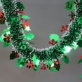thumbnail image 4 of 50 Feet Green Red Christmas Metallic Tinsel Twist Hanging Garland with Snowflake for Home Mantle Xmas Tree Staircase Railing New Year Holiday Party Indoor Outdoor Decorations, 4 of 4
