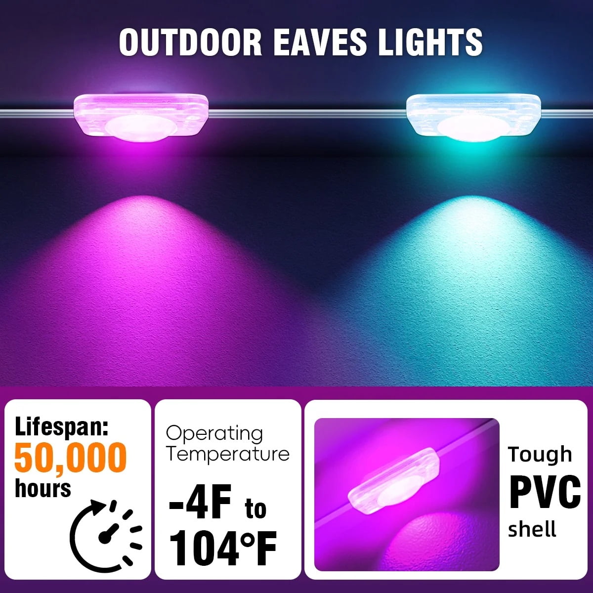 100FT Permanent Outdoor String Lights, RGBIC Smart App & Remote Control, IP65 Waterproof, Eaves Roof Garden Decoration for Christmas Party Holiday
