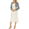 thumbnail image 2 of INSPIRE CHIC Women's Collarless Long Sleeve Open Front Faux Fur Shrug Cropped Coat XS Gray, 2 of 7
