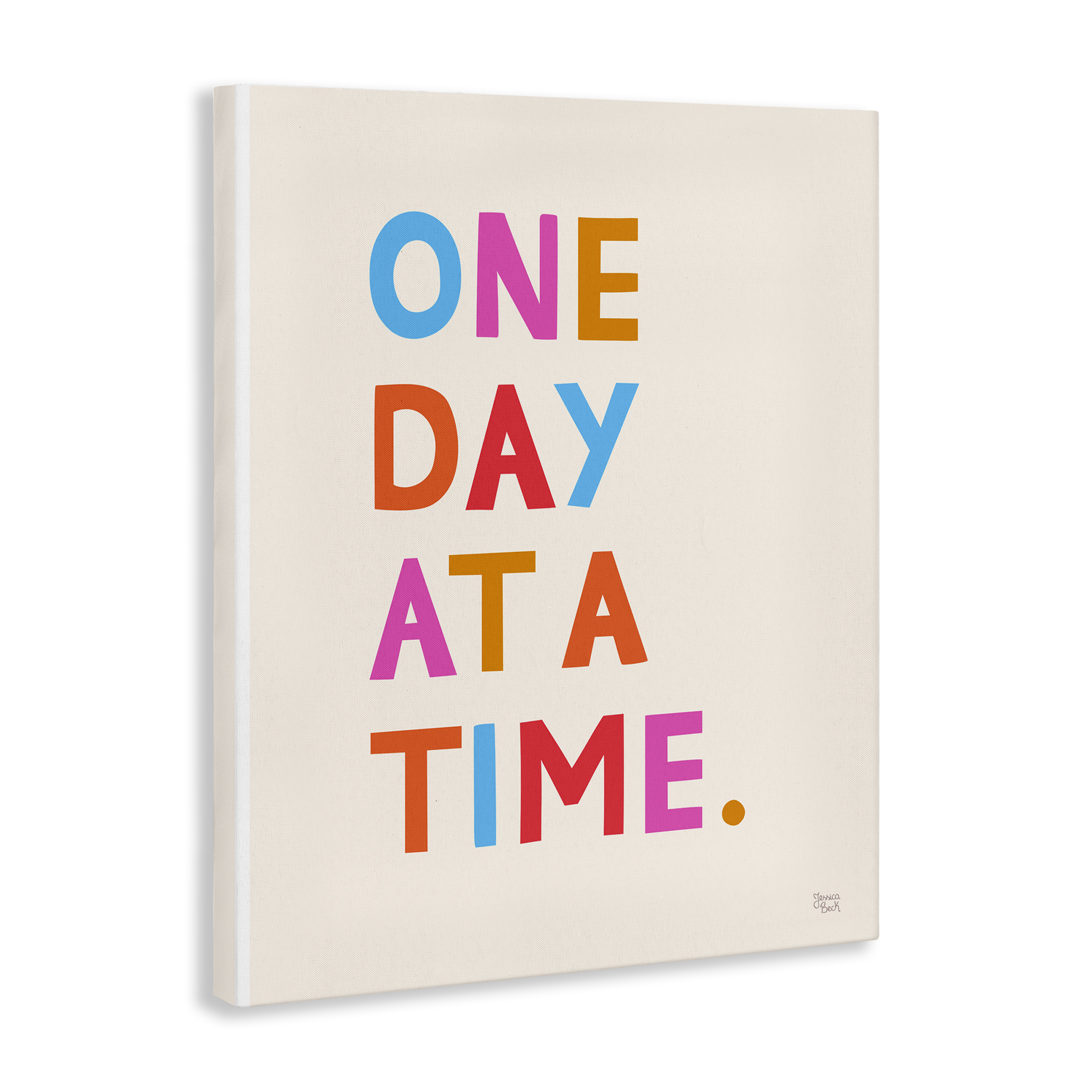 Stupell Industries One Day At A Time Text & Numbers Painting Wrapped Canvas Art Print Wall Art, 24 x 30