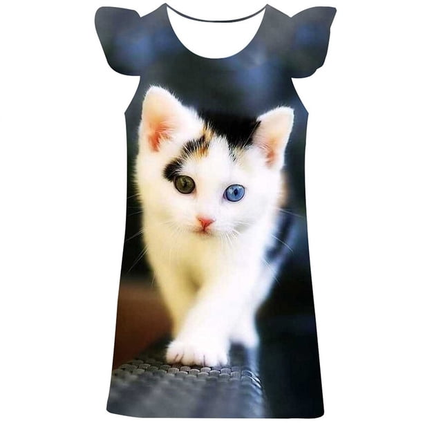 Vestido de gatos para niñas, vestidos de fiesta de cumpleaños para niñas, disfraz de Gofta de cumpleaños de Halloween para niños, faldas informales de animales, ropa 3T Gao Jinjia LED