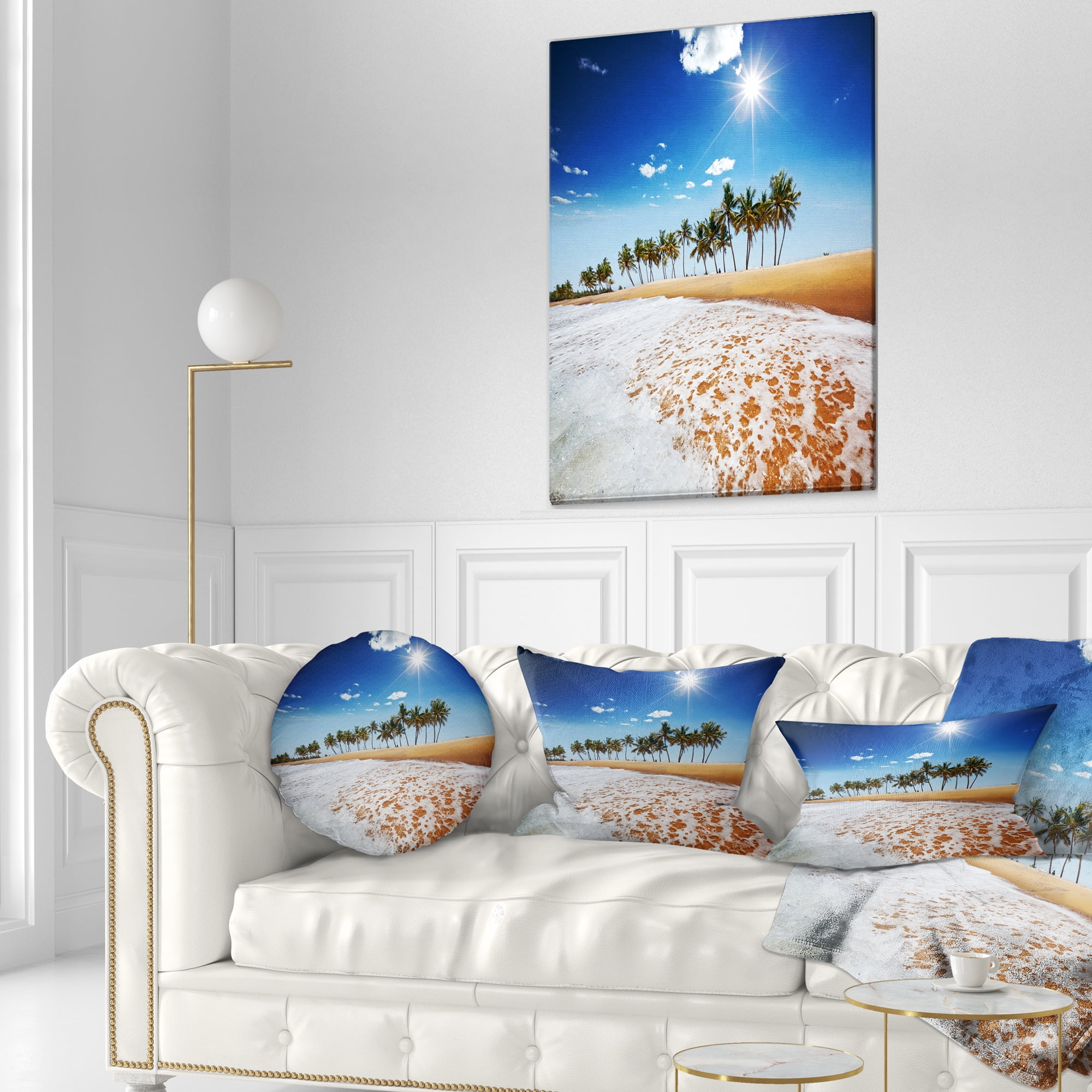 Designart 12" x 20" White Polyester Throw Pillow
