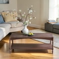 thumbnail image 3 of Hassch 2-Tier Rustic Coffee Table, 47 Inch Rectangle Center Table with Storage Shelf for Living Room, Easy Assembly, Brown, 3 of 9