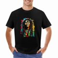 thumbnail image 2 of Graffity Bob Marley Reggae Vibrant Graphic Tshirt Tee Commemorative Shirt Gift Sleeve Top, 2 of 4