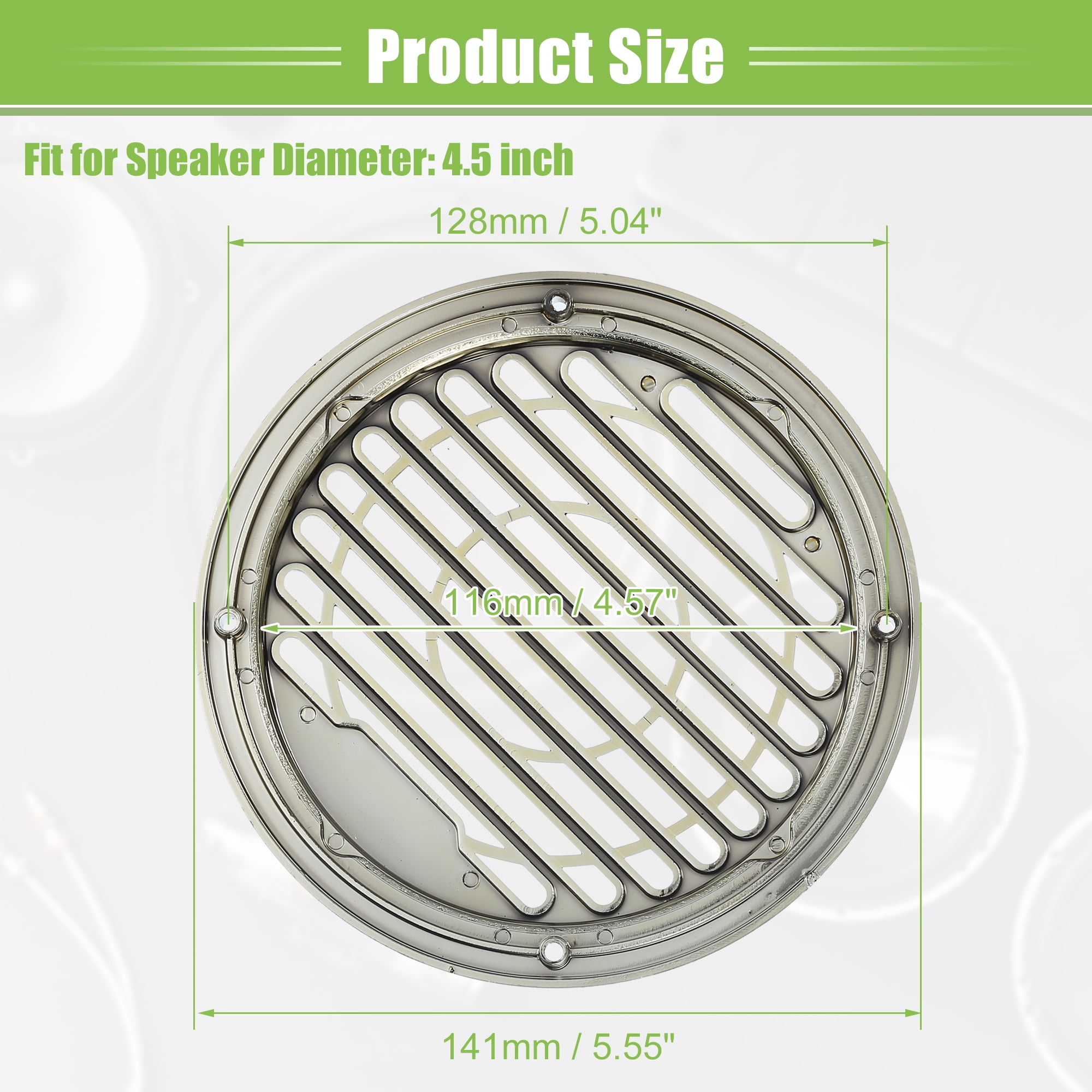 Unique Bargains Car Speaker Grills Cover Guard Protector with Mounting Screws Silver 4.5"
