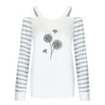 thumbnail image 3 of Pntutb Ladies Clothes,Woman V-Neck T-Shirt Autumn Print Cold Shoulder Loose Blouses, 3 of 5