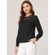 thumbnail image 2 of INSPIRE CHIC Blusa de manga larga con parte superior de encaje y cuello redondo para mujer Negro M, 2 of 5
