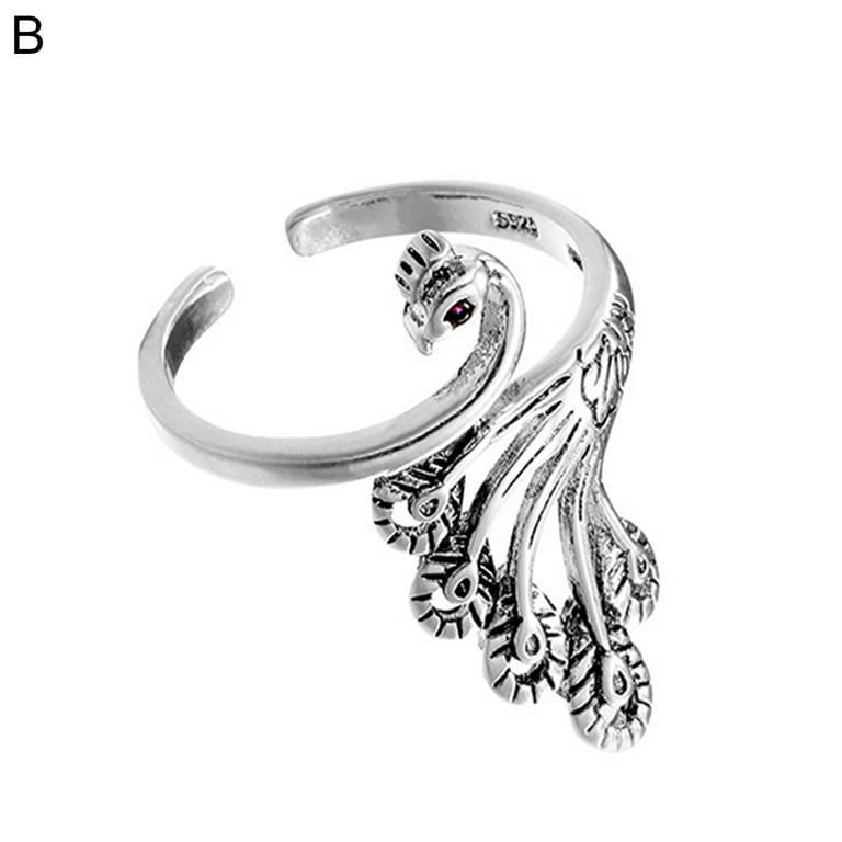 WLLHYF 3PCS Adjustable Knitting Loop Crochet Ring Silver Sparrow Fish  Phoenix Metal Woven Rings Open Ring Finger Holder Accessories for Crafts  Hand