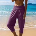 thumbnail image 7 of Women's Soild Color Harem Cropped Pants with Pleated Waist, Loose Fit Yoga Lounge Pants, Soft Cropped Joggers for Fitness, Workout, and Casual Wear Wine M, 7 of 7