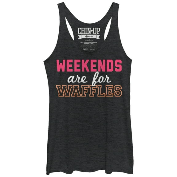Women's CHIN UP Weekends are for Waffles Racerback Tank Top Black Heather Small