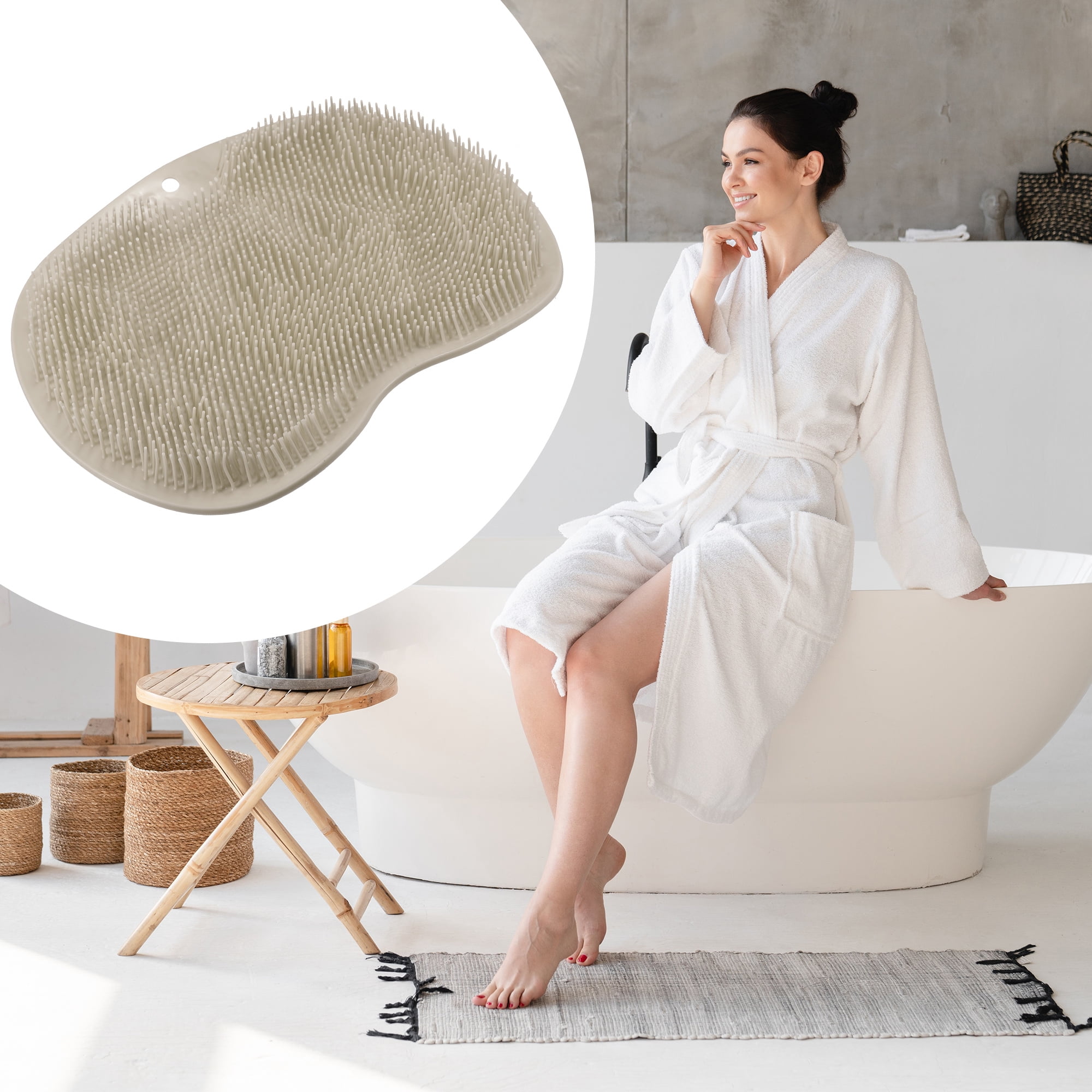 Unique Bargains Foot Clean Massager Scrubber with Suction Cups 11.81"x9.84" Brown
