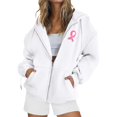 thumbnail image 4 of Bovemsi Sweatshirt for Women Breast Cancer Awareness Hoodies Ribbon Graphic Full Zip Up Oversized Fleece Jackets Clothes Zip Up Hoodie, 4 of 7
